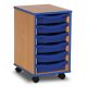 6 Single Coloured Edge Tray Unit Beech Blue Trays