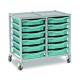 12 Single Tray Science Trolley Grey Frame Steel Blue