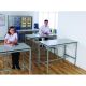 Hframe Table H800mm Charcoal PU Edge Blue