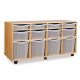 4 Single, 4 Double & 4 Quad Tray Storage Unit Beech Clear