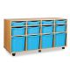 4 Single, 4 Double & 4 Quad Tray Storage Unit Beech Cyan