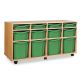4 Single, 4 Double & 4 Quad Tray Storage Unit Beech Green
