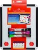 FABER-CASTELL WHITEBOARD (30X25CM) + 3 BI-COLOUR MARKERS SET