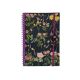 MAXI SOFT SPIRAL HARD COVER NOTEBOOK A5 BLACK WITH FLOWER DESIGN 80 SHEET